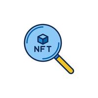 NFT Blockchain inside Magnifier vector colored icon or sign