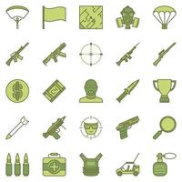 Battle Royale Game concept colored vector icons set