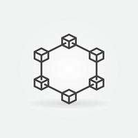 Block-Chain Cryptocurrency vector concept linear icon. Blockchain Crypto symbol