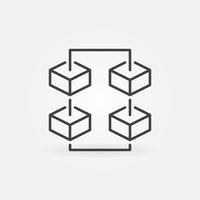 Blockchain with Four Blocks vector thin line concept icon. Decentralized Block chain network sign
