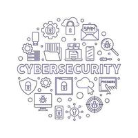 Cybersecurity vector circular concept outline simple illustration