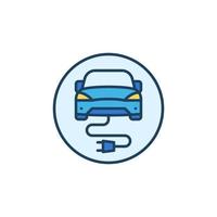 Electric Car with Plug vector concept round colored icon