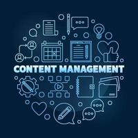 Content Management vector circular outline blue illustration