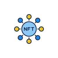 círculo con icono de color de tecnología nft de concepto de vector de token no fungible