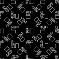 Hand with Handheld Mic outline vector seamless pattern