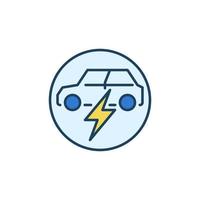 EV with Lightning vector concept round colored icon