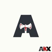 Simple and unique letter or word A sans serif font with axe inside negative space image graphic icon logo design abstract concept vector stock. Can be used as symbol related to initial or adventure