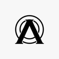 Simple and unique letter or word A serif font with double circle line around image graphic icon logo design abstract concept vector stock. Can be used as symbol related to initial or monogram
