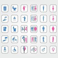 juego de letreros de baño con efecto giratorio de metal o efecto rodillo colores azul y rosa vector