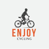 Kids Enjoying with Bicycle Logo Design Template vector