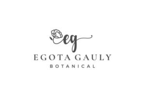 Initial letter EG E logo flower, leaf and beauty. Floral and botanical design template collection vector