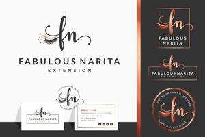 Initial letter FN F lash, Eyebrow, Lashes, eyelash extension logo design collection for Branding vector