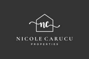 Initial letter NC N logo real estate. Home, house, property, building vector design collection