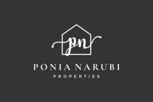 letra inicial pn p logo real estate. hogar, casa, propiedad, colección de diseño de vectores de construcción