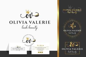 Initial letter OV O lash, Eyebrow, Lashes, eyelash extension logo design collection for Branding vector