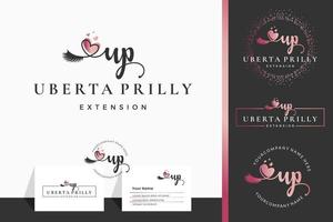 Initial letter U UP lash, Eyebrow, Lashes, eyelash extension logo design collection for Branding vector