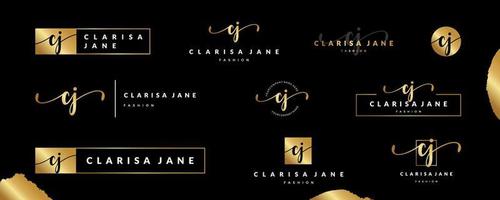 logotipo de monograma cj c de letra inicial de lujo para belleza, moda, colección de plantillas de diseño boutique vector