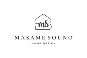 Initial letter MS M logo real estate. Home, house, property, building vector design collection
