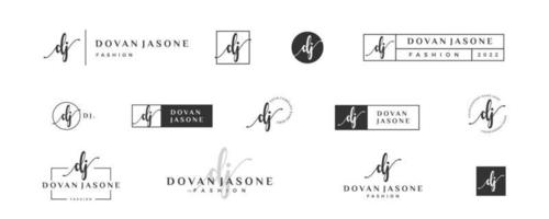 Initial simple letter DJ D logo monogram on black for beauty, fashion, photography design collection vector