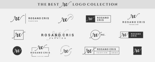 monograma inicial simple del logotipo rc r de la letra en negro para la belleza, la moda, la colección de diseño de fotografía vector