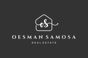 Initial letter OS O logo real estate. Home, house, property, building vector design collection