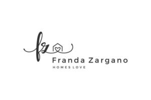 Initial letter FZ F logo real estate. Home, house, property, building vector design collection