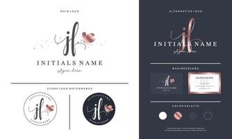 initial letter JF J F handwriting logo design with butterfly. vector