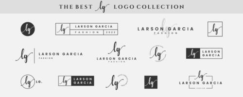 Initial simple letter LG L logo monogram on black for beauty, fashion, photography design collection vector