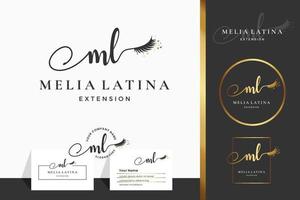 Initial letter M ML lash, Eyebrow, Lashes, eyelash extension logo design collection for Branding vector