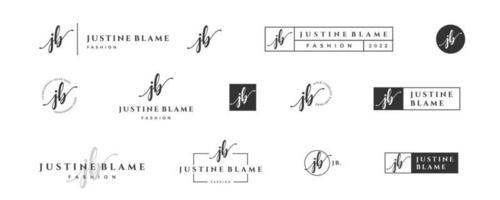 Initial simple letter JB J logo monogram on black for beauty, fashion, photography design collection vector