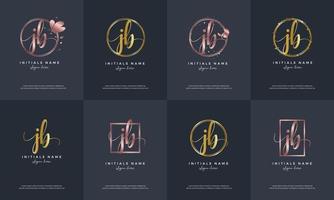 initial letter JB J B handwriting logo set design template. vector