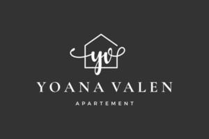 letra inicial yv y logo inmobiliaria. hogar, casa, propiedad, colección de diseño de vectores de construcción