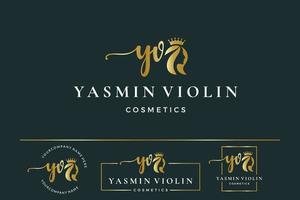 Initial letter YV Y logo feminine for woman face and beauty, silhouette vector design collection