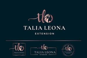 letra inicial tl t logo femenino para cara y belleza de mujer, colección de diseño de vectores de silueta