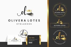 Initial letter O OL lash, Eyebrow, Lashes, eyelash extension logo design collection for Branding vector