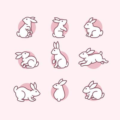 Cute Rabbit Icon Collection