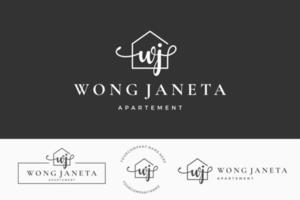 letra inicial wj w logo real estate. hogar, casa, propiedad, colección de diseño de vectores de construcción