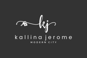 Initial letter KJ K logo real estate. Home, house, property, building vector design collection