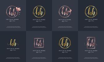 initial letter HB H B handwriting logo set design template. vector