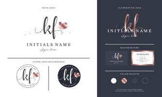 initial letter KF K F handwriting logo design with butterfly. vector