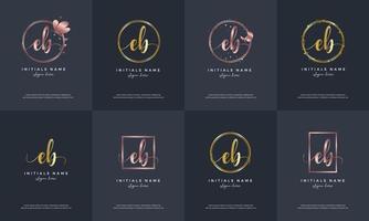 initial letter EB E B handwriting logo set design template. vector