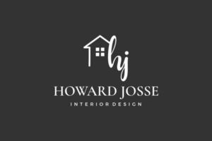 letra inicial hj h logo real estate. hogar, casa, propiedad, colección de diseño de vectores de construcción