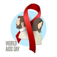 World AIDS Day. Holding hands with Red ribbon. Aids Awareness design for poster, banner, t-shirt. Vector illustration isolated on white background.