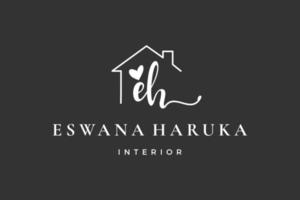 Initial letter EH E logo real estate. Home, house, property, building vector design collection