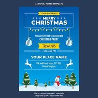 Christmas party A4 flyer design template vector