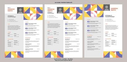 Resume A4 flyer template vector
