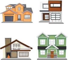 Set of house cartoon style vector