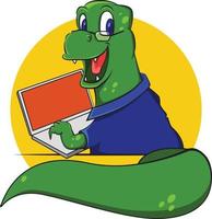 logotipo de personaje de dibujos animados de dinosaurios vector
