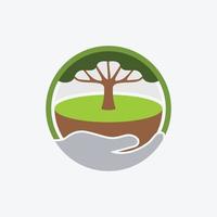 Tree hand logo vector