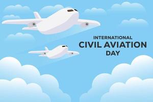 ilustración de fondo del día internacional de la aviación civil de diseño plano vector